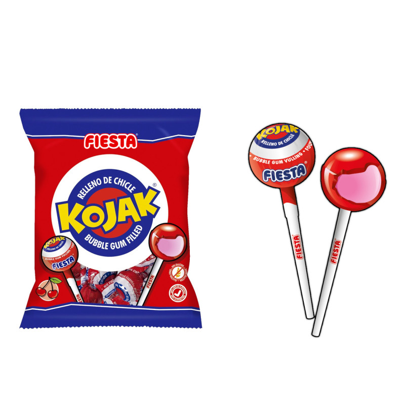 Kojak cereza relleno de chicle 15 gr. Fiesta (7 unds.)