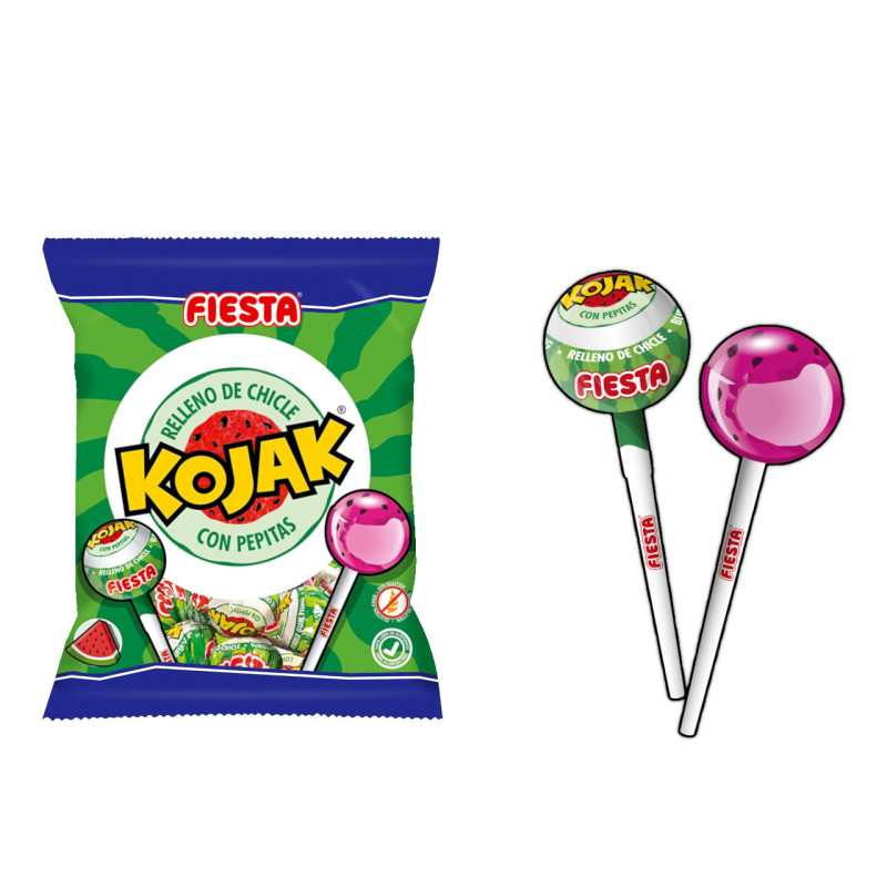 Kojak sandía relleno de chicle 15 gr. Fiesta (7 unds.)