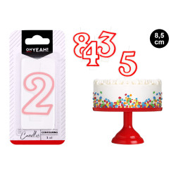 Velas blancas con borde rojo (8,5 cm.)