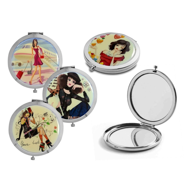 Espejo de metal redondo chicas (7,5 cm. Ø)