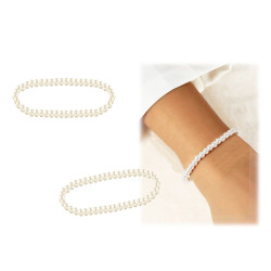 Pulsera 46 perlas blancas