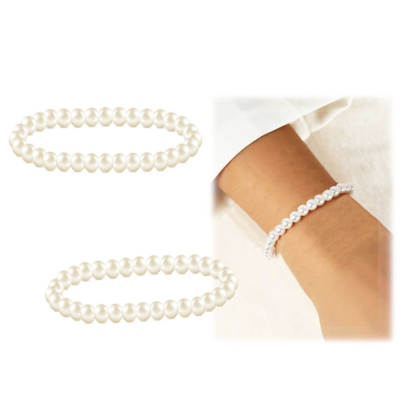 Pulsera 32 perlas blancas