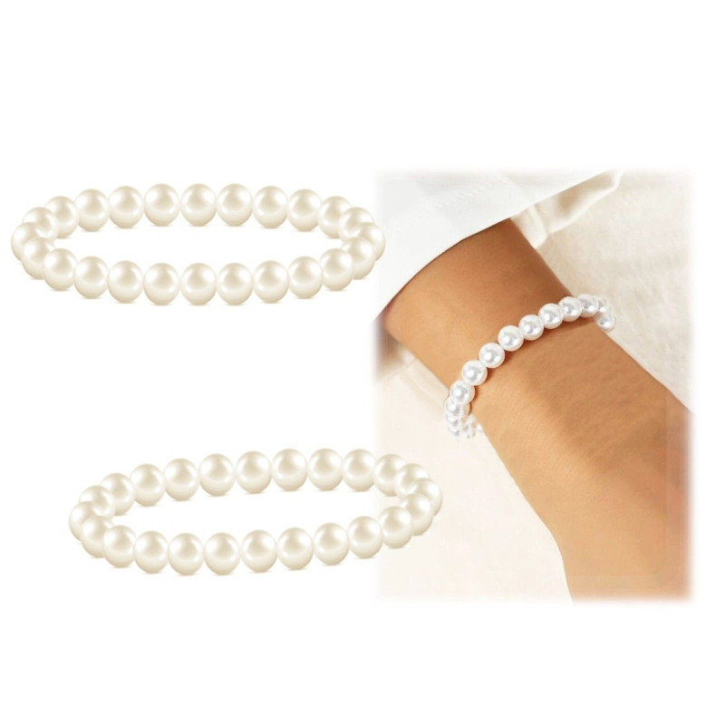 Pulsera 24 perlas blancas