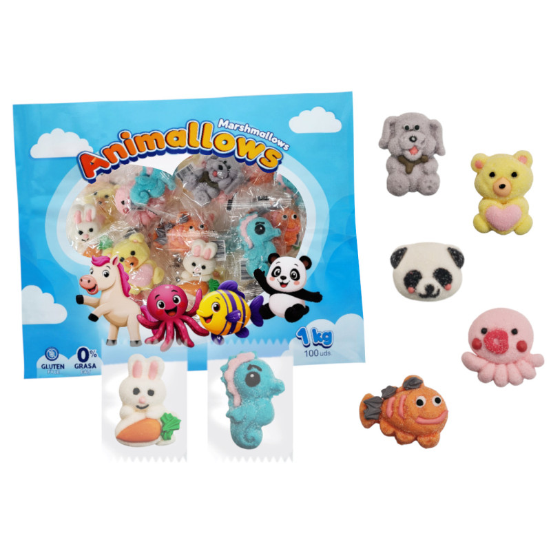 Nubes animallows envueltas (100 unds.)