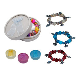Pulsera de nacar con abalorios + caja con lazo (8515)*