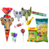 Bolsa cono con golosinas + careta (30 x 60 cm.)