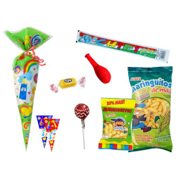 Bolsa cono con golosinas (30 x 60 cm.)