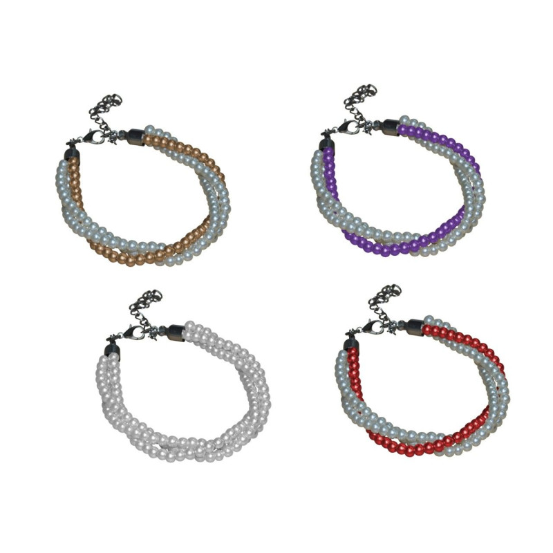 Pulsera triple de perlas blancas / colores