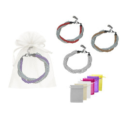 Pulsera triple de perlas blancas / colores + bolsa de tul (8942)*