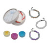 Pulsera triple de perlas blancas / colores + caja con lazo (8515)*