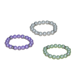 Pulsera de perlas blancas / colores con brillantes
