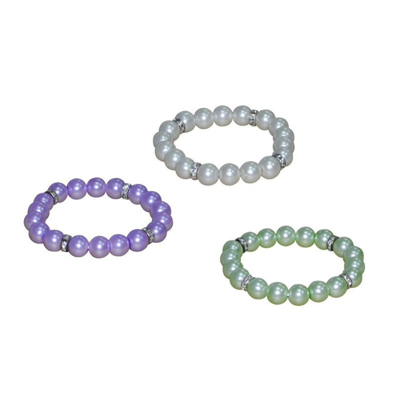 Pulsera de perlas blancas / colores con brillantes