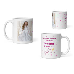 Taza niña comunión con nombre y foto