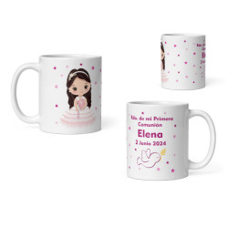 Taza niña comunión vestido con nombre