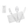 Set cubiertos de plástico con servilleta PS transparente