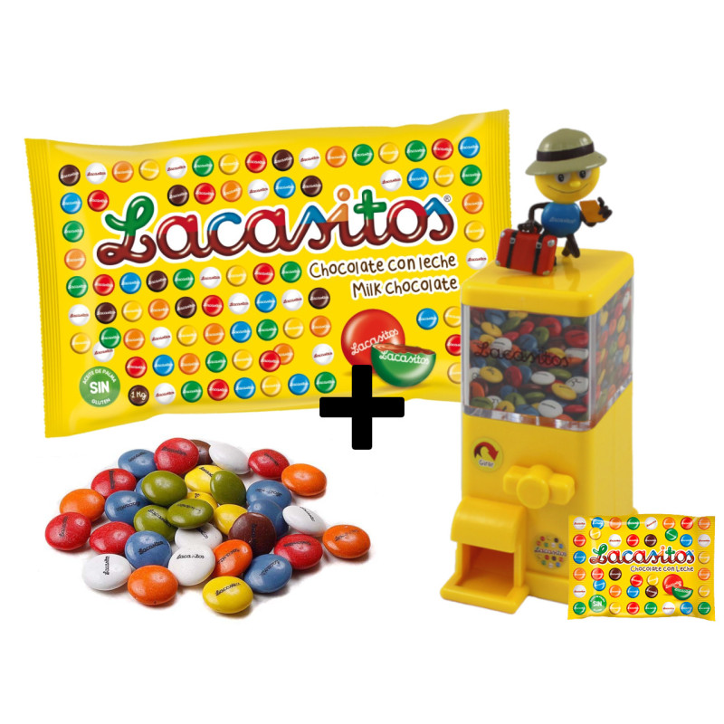Dispensador viajero + lacasitos 45 g + lacasitos 1 kg