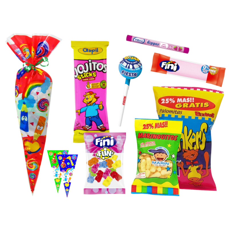 Bolsa cono con golosinas superior (30 x 60 cm.)