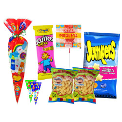 Bolsa cono con golosinas infantil (30 x 60 cm.)