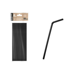 Caña de plástico flexible 21 cm. PP negro (50 uds.)