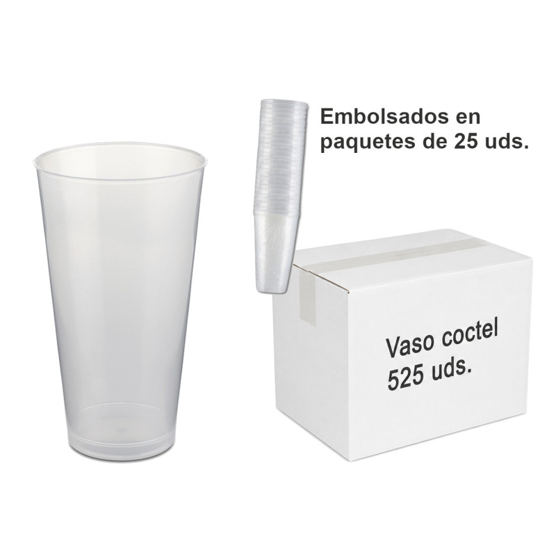 Vasos de plástico 450-480 cc. PP irrompible transparente (525 uds.)