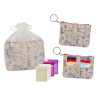 Monedero tarjetero con llavero pájaros (12x9 cm.) + bolsa de tul