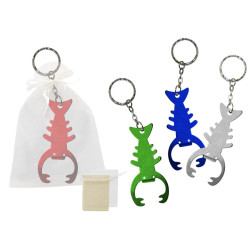 Llavero destapador cangrejo (12 cm.-llavero incluido) + bolsa de tul