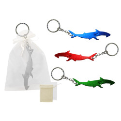 Llavero destapador tiburón (12 cm.-llavero incluido) + bolsa de tul