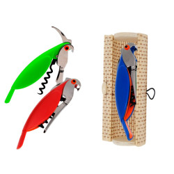 Destapador abrebotellas loro (13,5 cm.) + caja de madera (8520)*