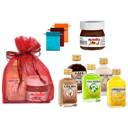 Licor frasca (5 cl.) + nutella (IP-0072) + bolsa de tul (9968)*