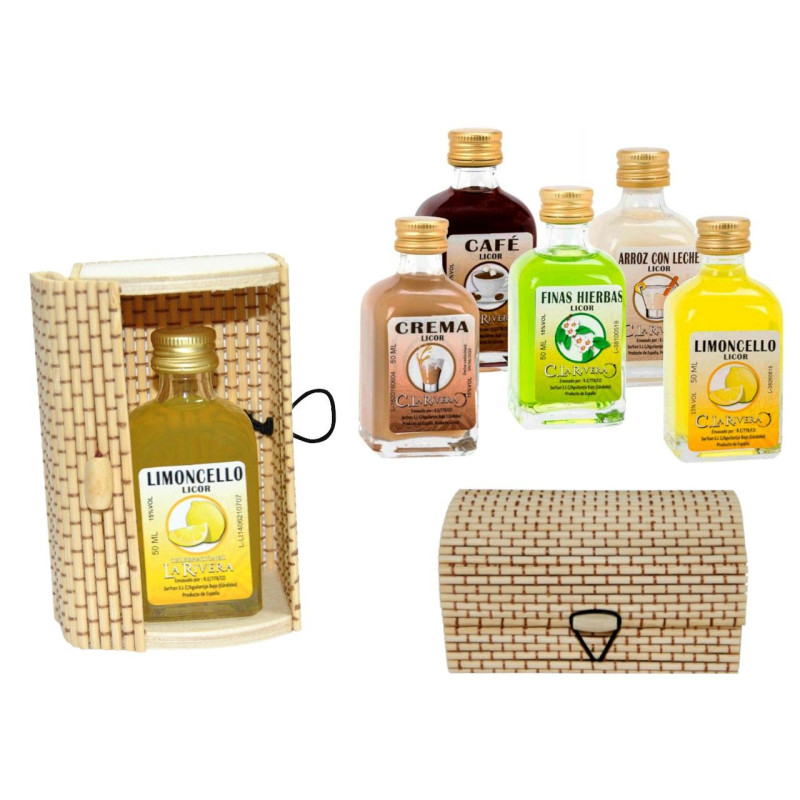 Licor frasca (5 cl.) + caja de madera (8519)*