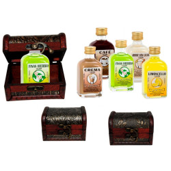Licor frasca (5 cl.) + baúl de madera clásico (8086)*