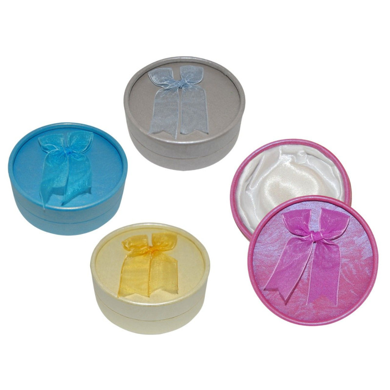 Caja de cartón redonda con lazo (9 cm. Ø)