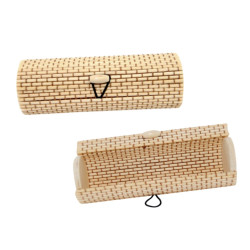 Caja de madera mimbre cilindro (14x5 cm.)