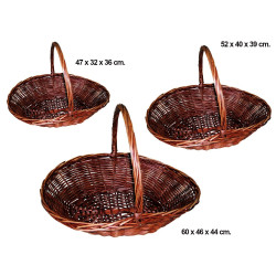 Conjunto de 3 cestas de mimbre