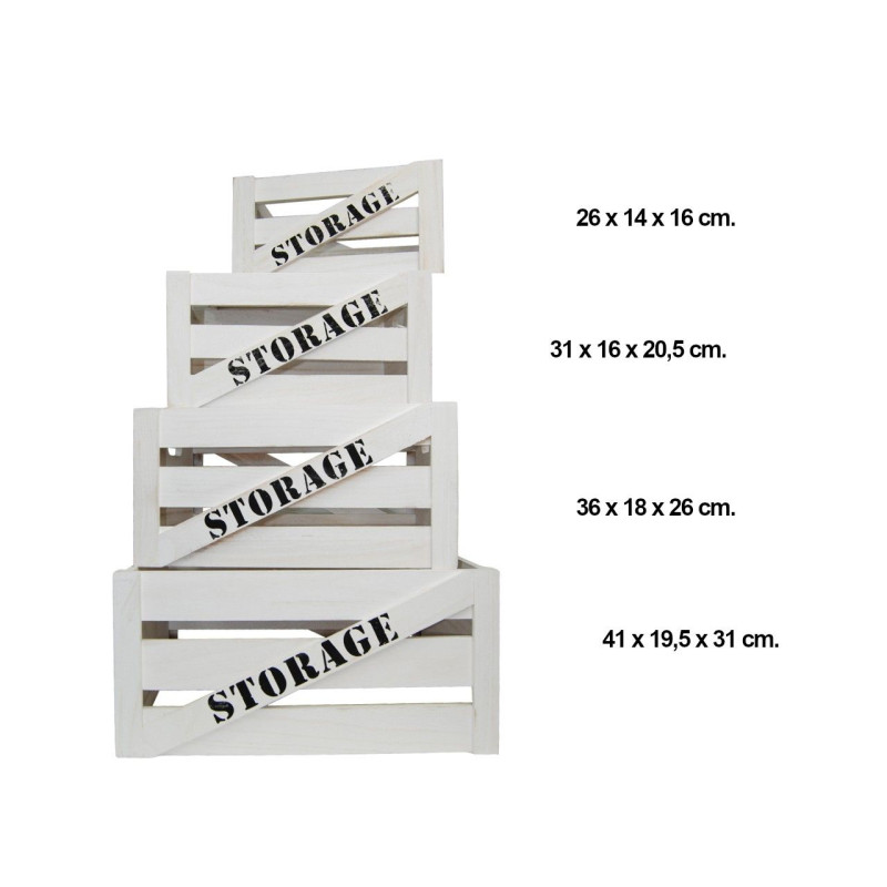 Conjunto de 4 cajas de madera Storage