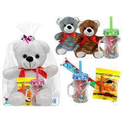 Peluche oso + botella zorro gominolas (Aprox. 70 g)