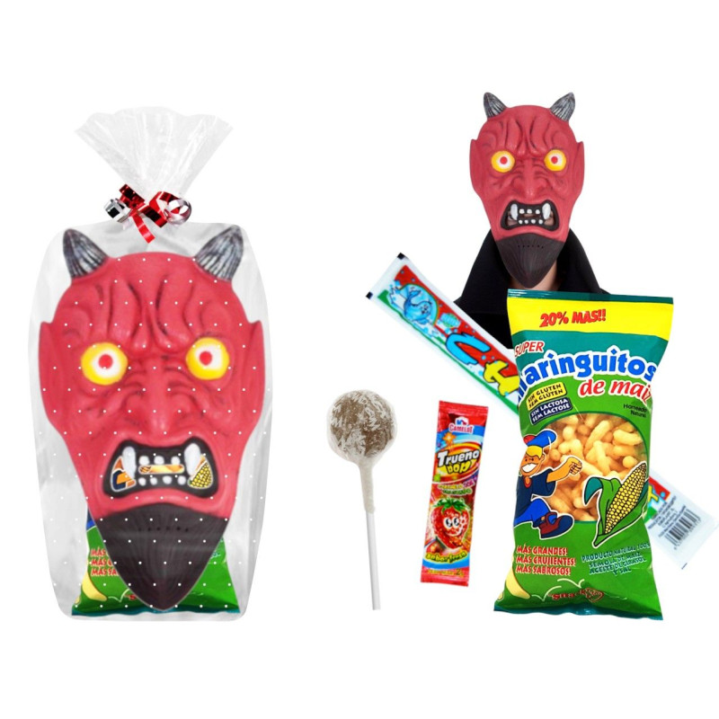 Máscara diablo con golosinas