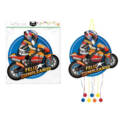 Piñata moto racing feliz cumple  45 x 44 cm.