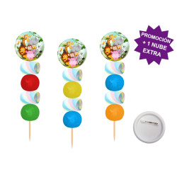Brocheta de golosinas con chapa alfiler Animales 58MM (Aprox. 50 g)