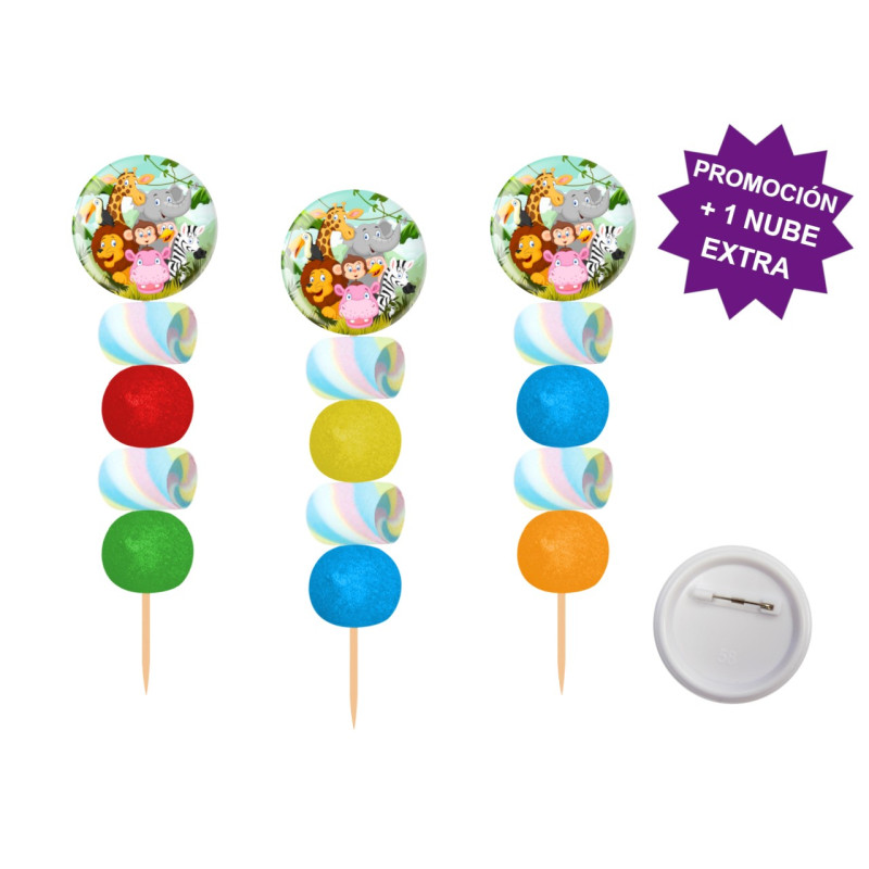 Brocheta de golosinas con chapa alfiler Animales 58MM (Aprox. 50 g)