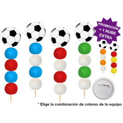 Brocheta de golosinas con chapa alfiler Balón de Fútbol 58MM