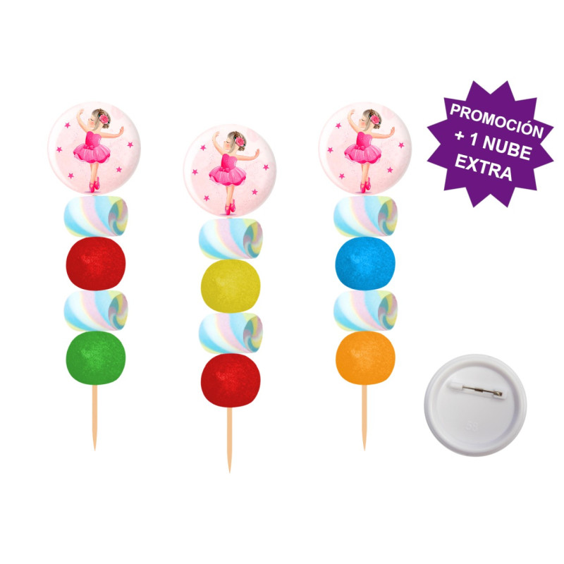 Brocheta de golosinas con chapa alfiler Bailarina 58MM (Aprox. 50 g)
