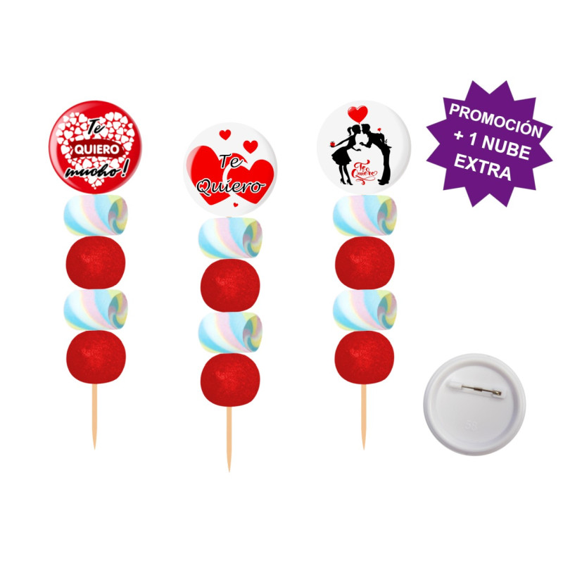 Brocheta de golosinas con chapa alfiler Te Quiero 58MM (Aprox. 50 g)