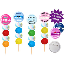 Brocheta de golosinas con chapa alfiler Familia (Colores) 58MM