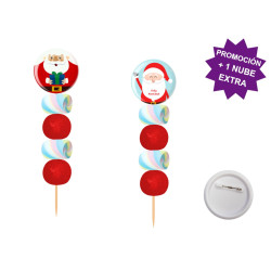Brocheta de golosinas con chapa alfiler Papá Noel 58MM (Aprox. 50 g)