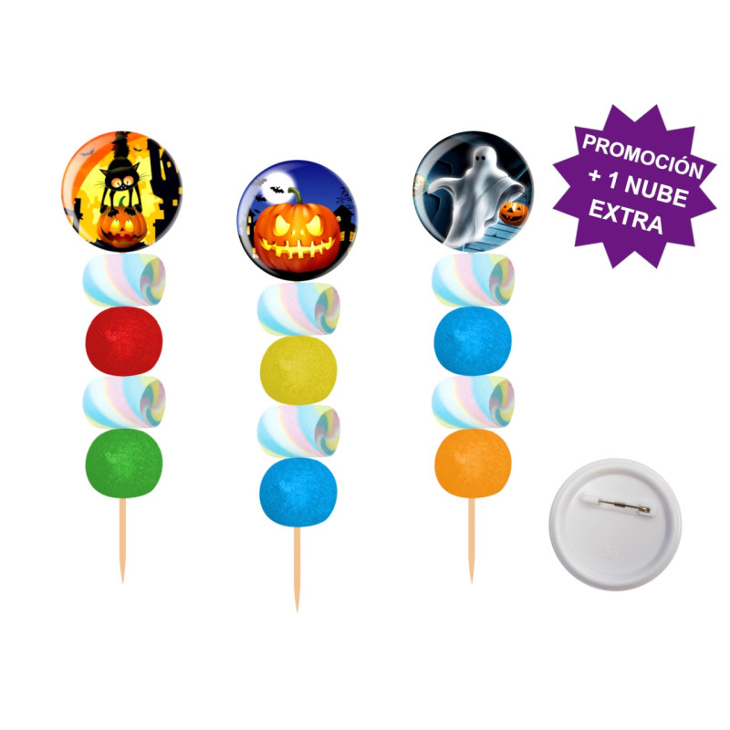 Brocheta de golosinas con chapa alfiler Halloween 58MM (Aprox. 50 g)