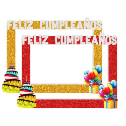 Photocall de cumpleaños con purpurina (120 x 90 cm.)