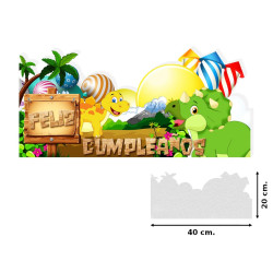Rótulo sticker Dinosaurios "Feliz Cumpleaños" (40 x 20 cm.)