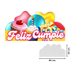 Rótulo sticker Regalos "Feliz Cumpleaños" (40 x 20 cm.)