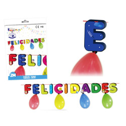Guirnalda globos felicidades colores (2 mts.)